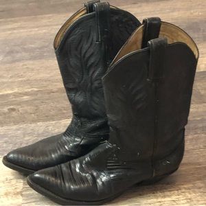 Vintage Dan Post Lizard Western Cowboy Boots Men 8M